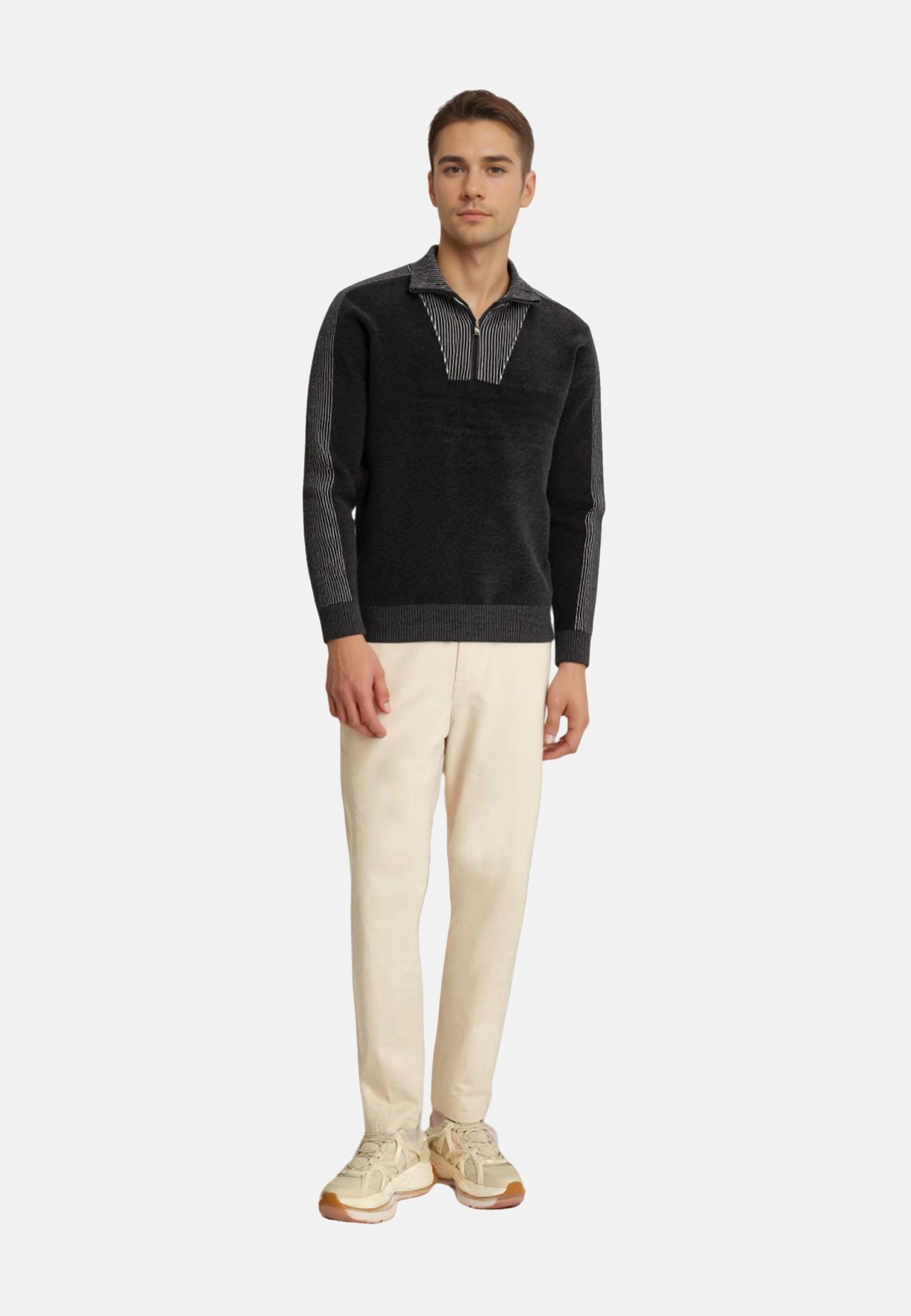 Hajo Chenille Strickpullover Troyer