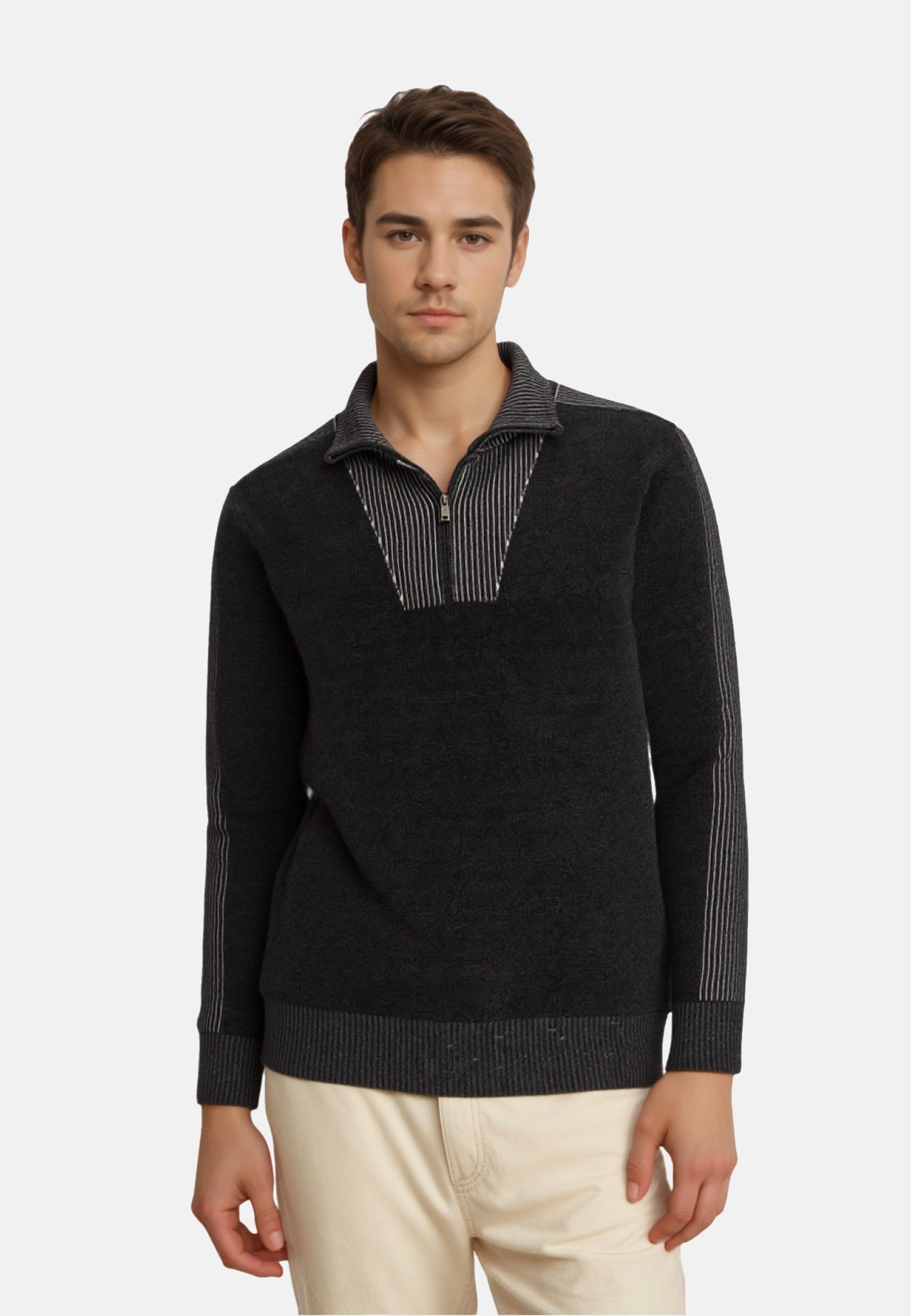 Hajo Chenille Strickpullover Troyer