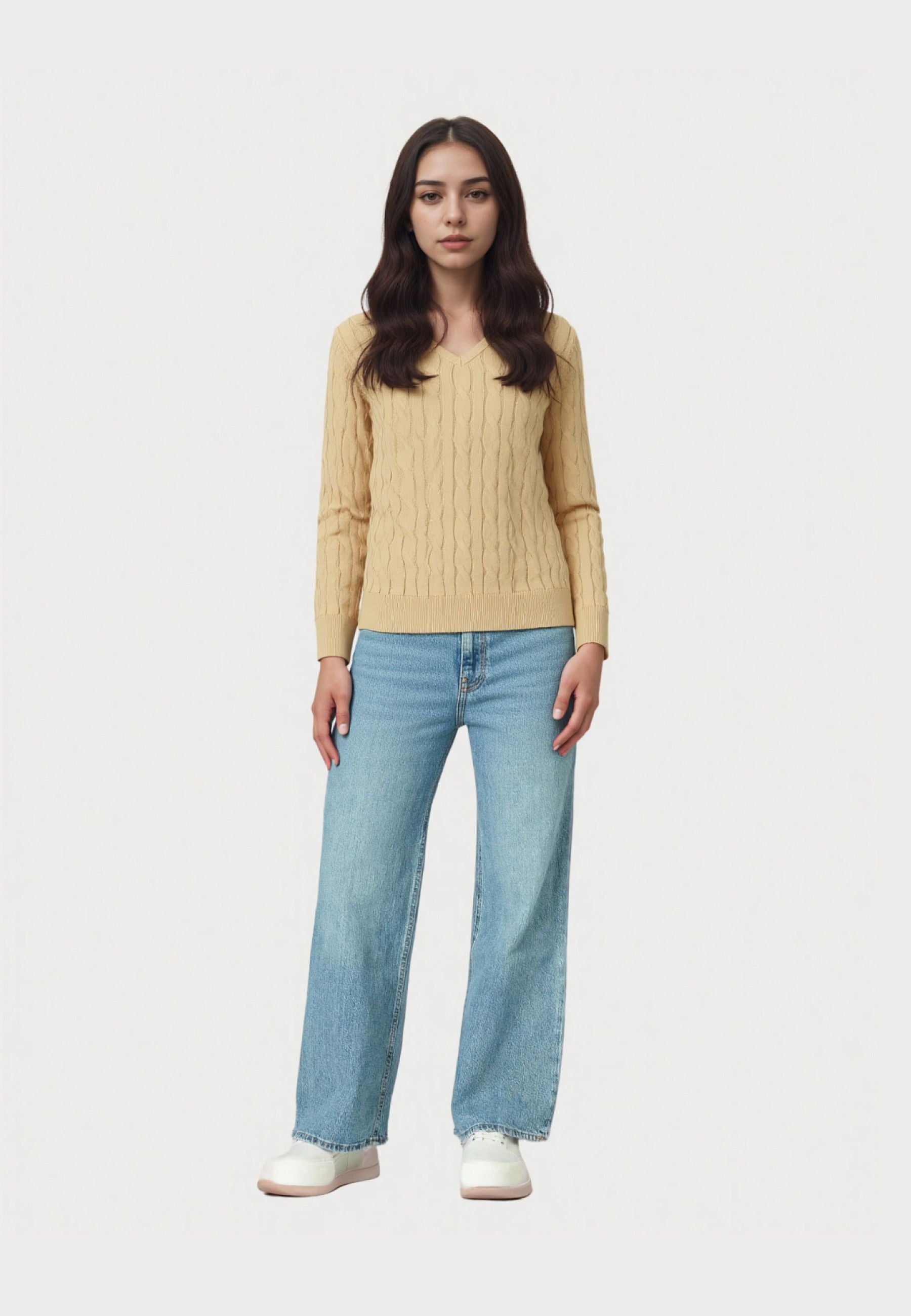 U.S. POLO Pullover Cable V-Neck