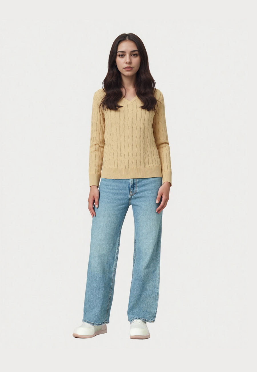 U.S. POLO Pullover Cable V-Neck