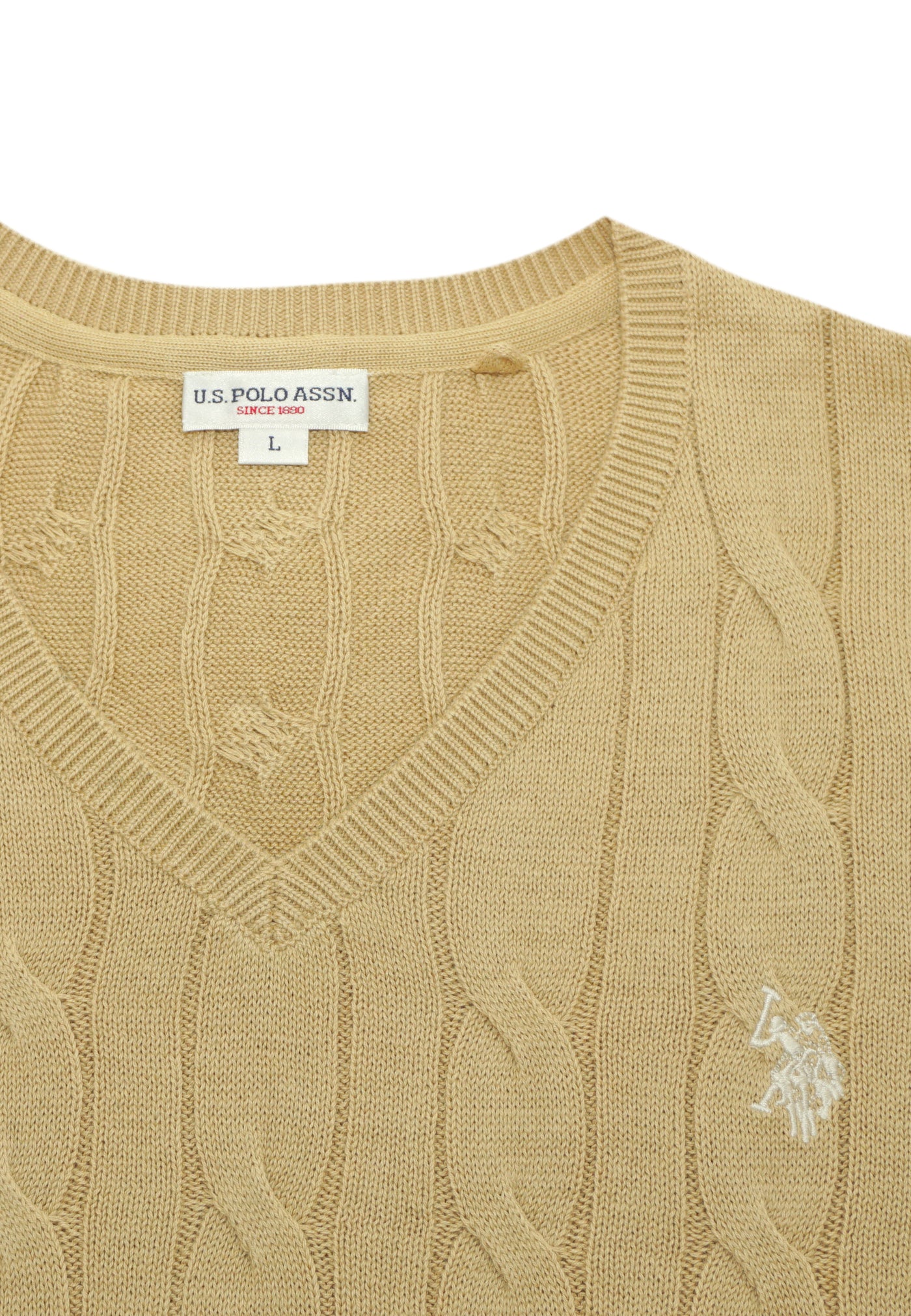 U.S. POLO Pullover Cable V-Neck