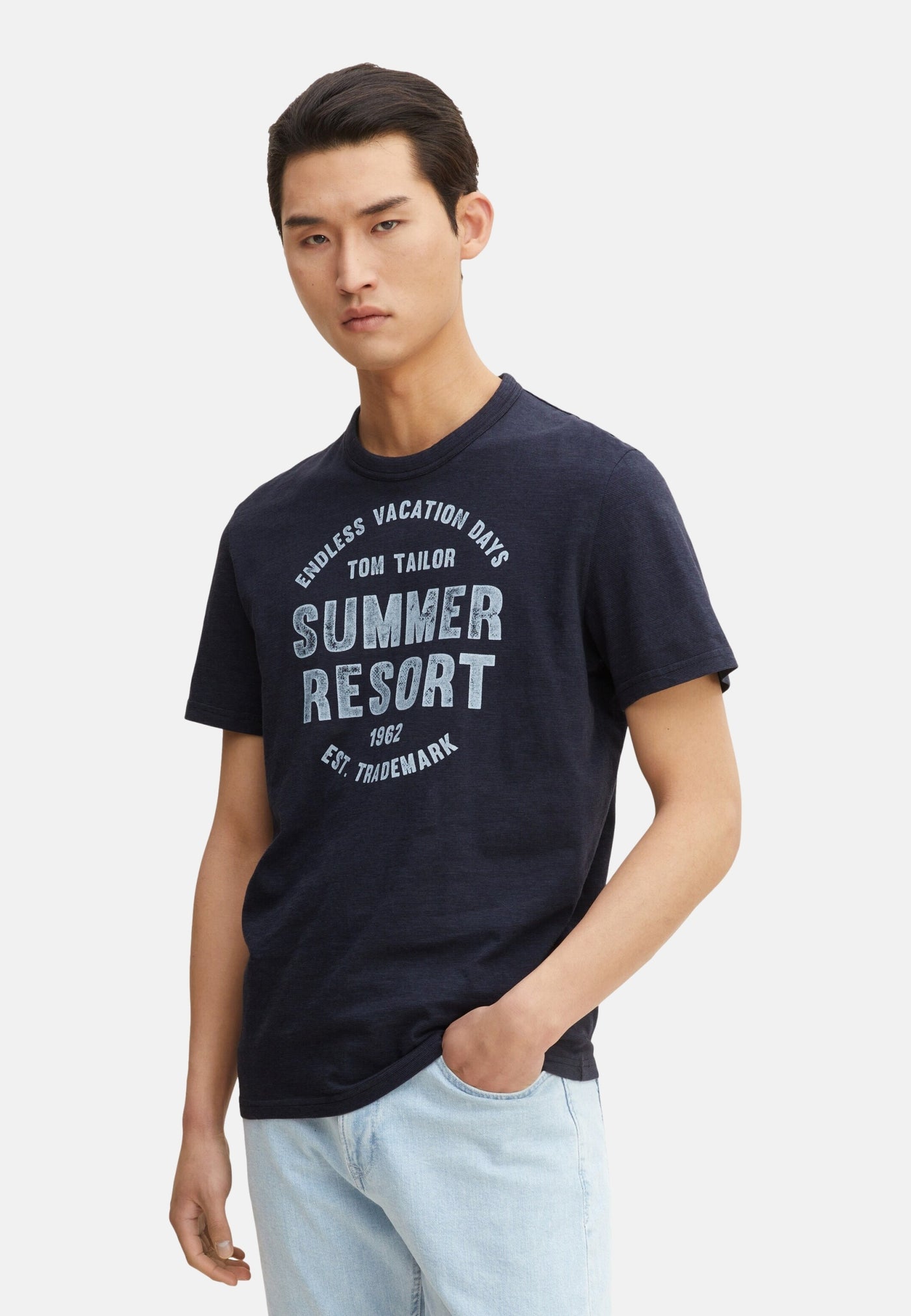Tom Tailor Washed Printed Stripe Kurzarmshirt