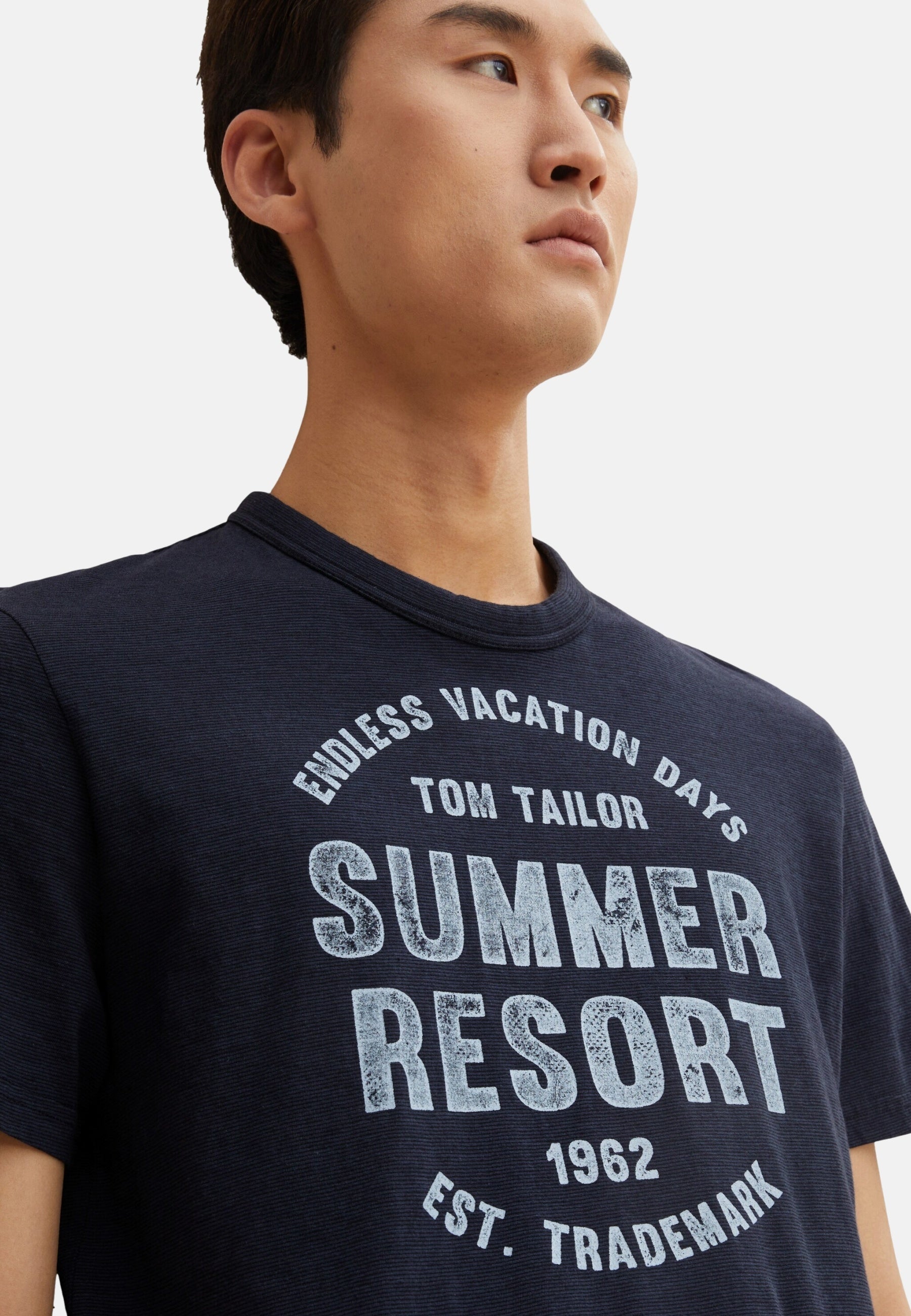 Tom Tailor Washed Printed Stripe Kurzarmshirt