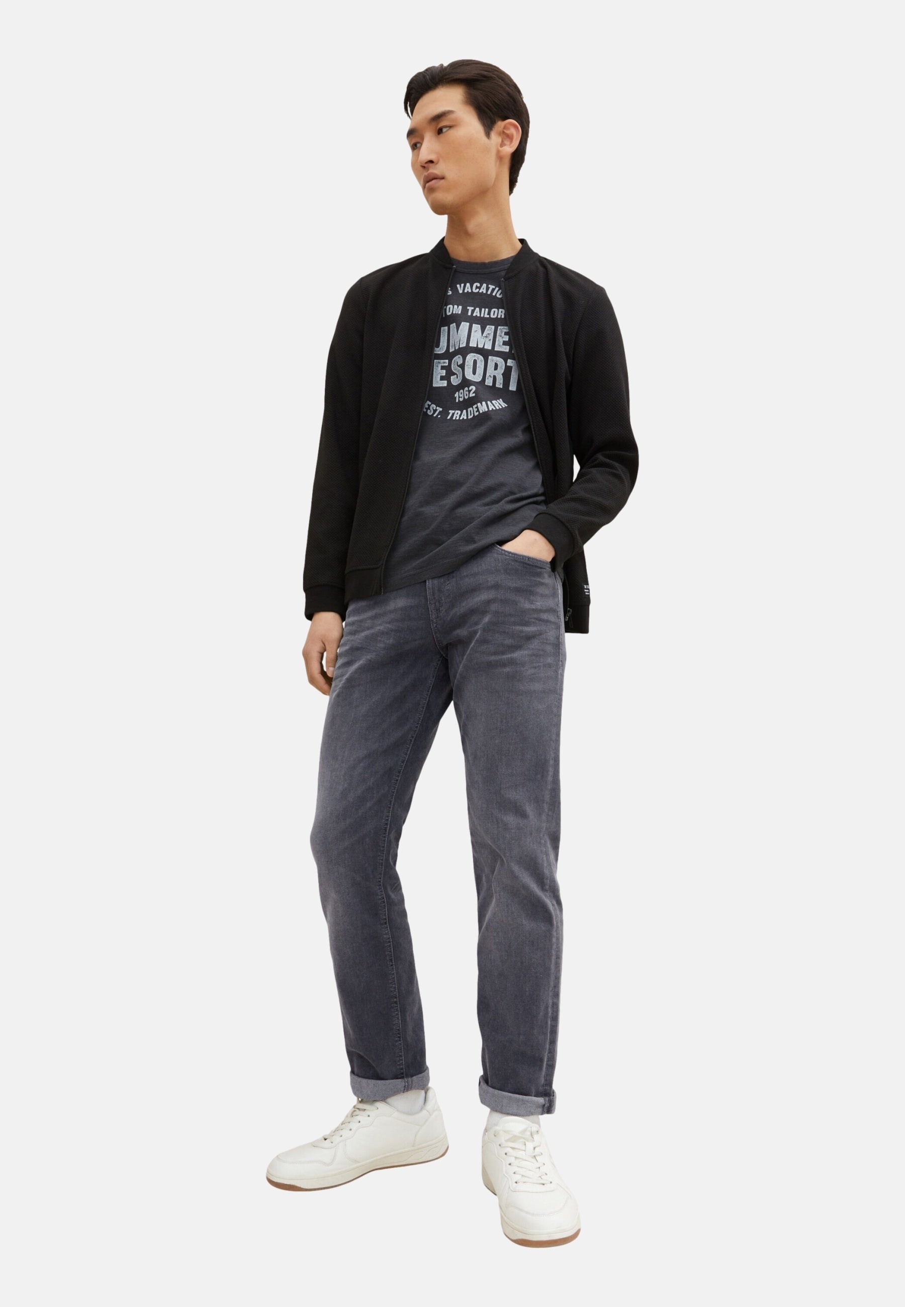 Tom Tailor Washed Printed Stripe Kurzarmshirt