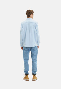 Tom Tailor Relaxed Denim-Hemd langem Arm, Kent-Kragen, Knopfleiste und Brusttasche