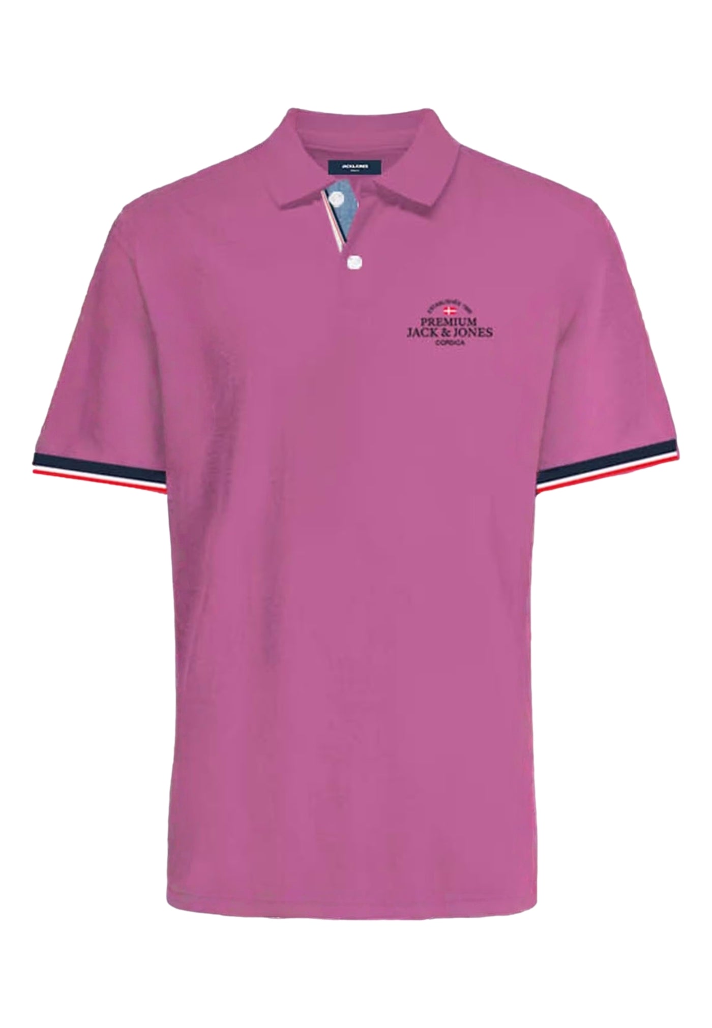 Jack & Jones Piqué-Poloshirt BLUWAVE POLO SS mit Rippbündchen und Logo-Stitching