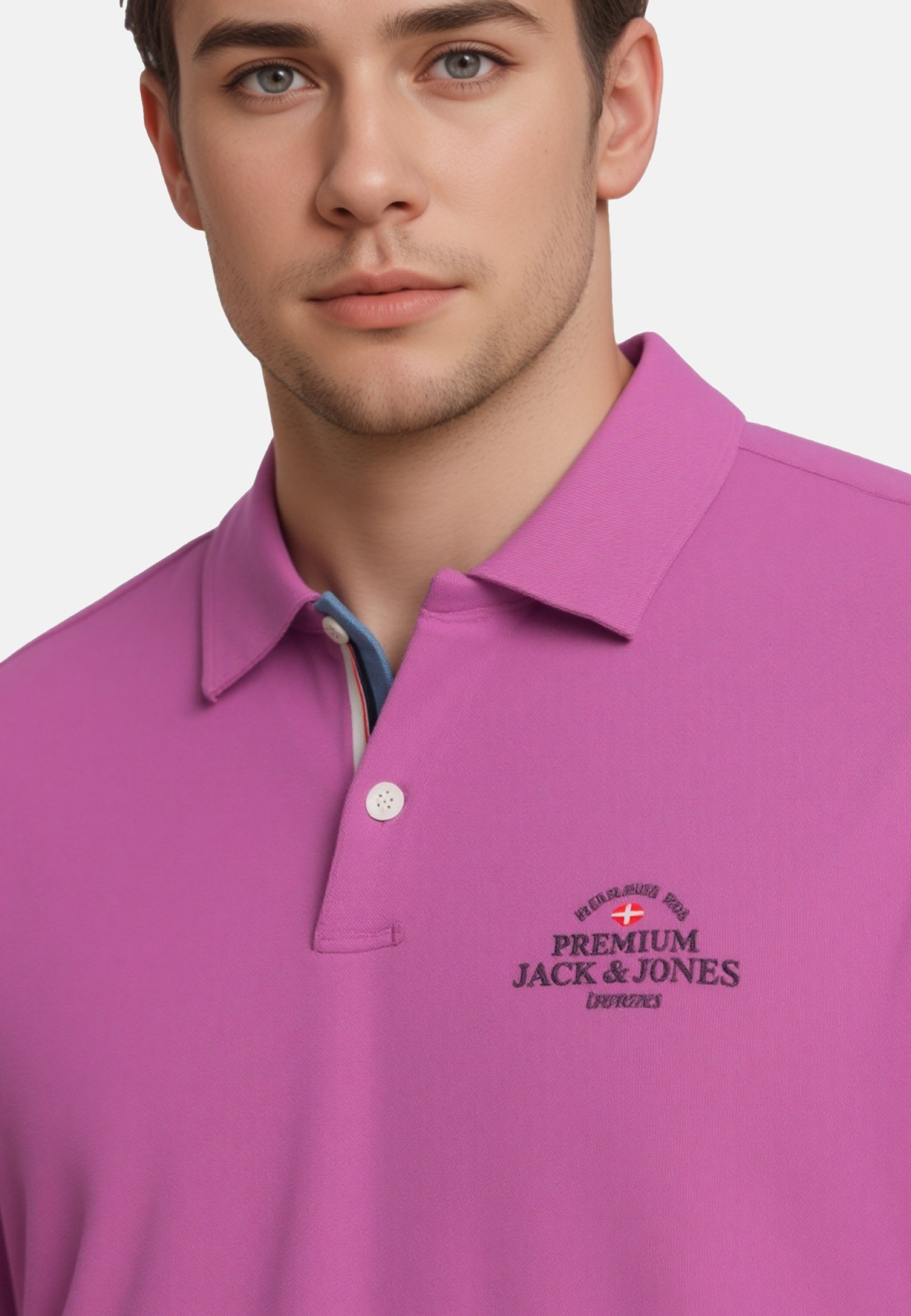Jack & Jones Piqué-Poloshirt BLUWAVE POLO SS mit Rippbündchen und Logo-Stitching