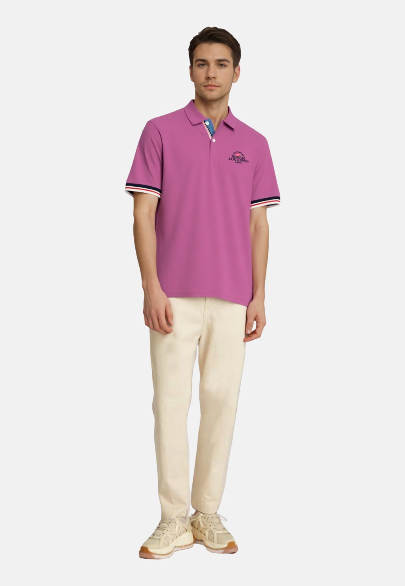 Jack & Jones Piqué-Poloshirt BLUWAVE POLO SS mit Rippbündchen und Logo-Stitching