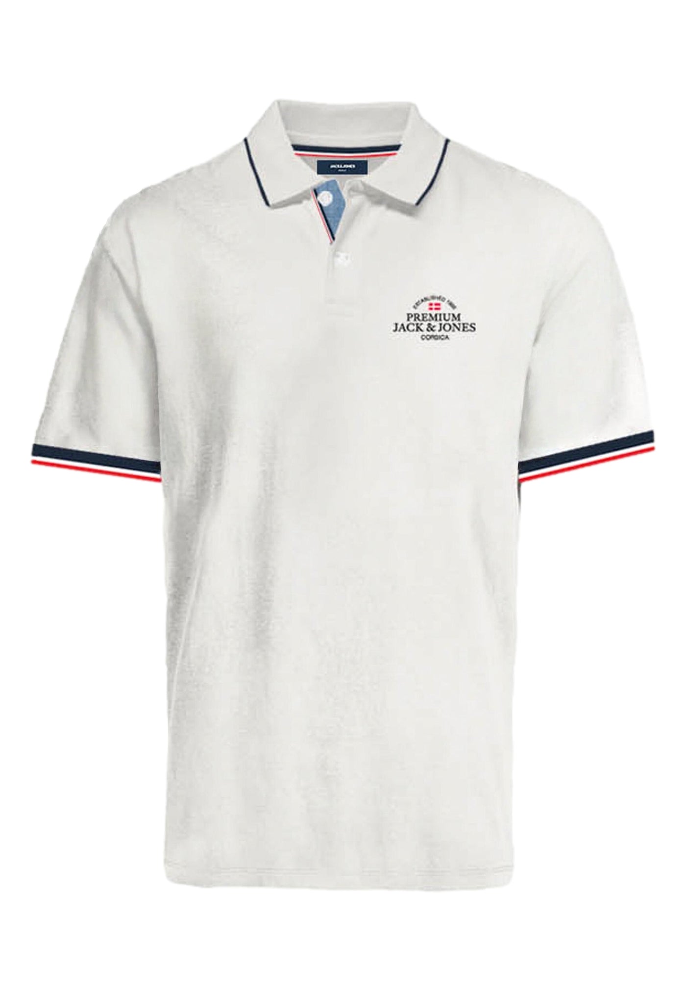 Jack & Jones Piqué-Poloshirt BLUWAVE POLO SS mit Rippbündchen und Logo-Stitching