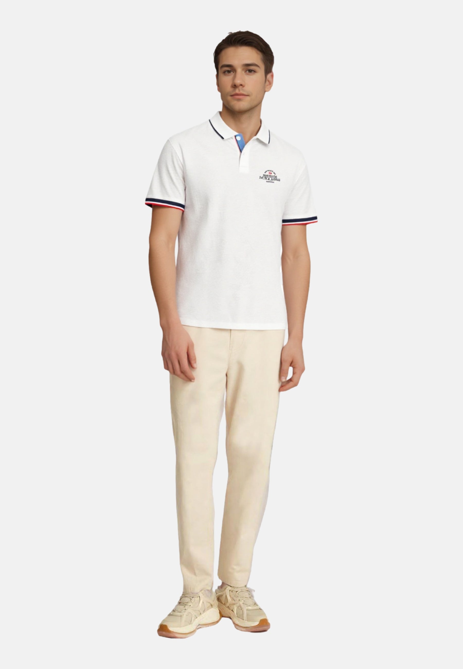 Jack & Jones Piqué-Poloshirt BLUWAVE POLO SS mit Rippbündchen und Logo-Stitching