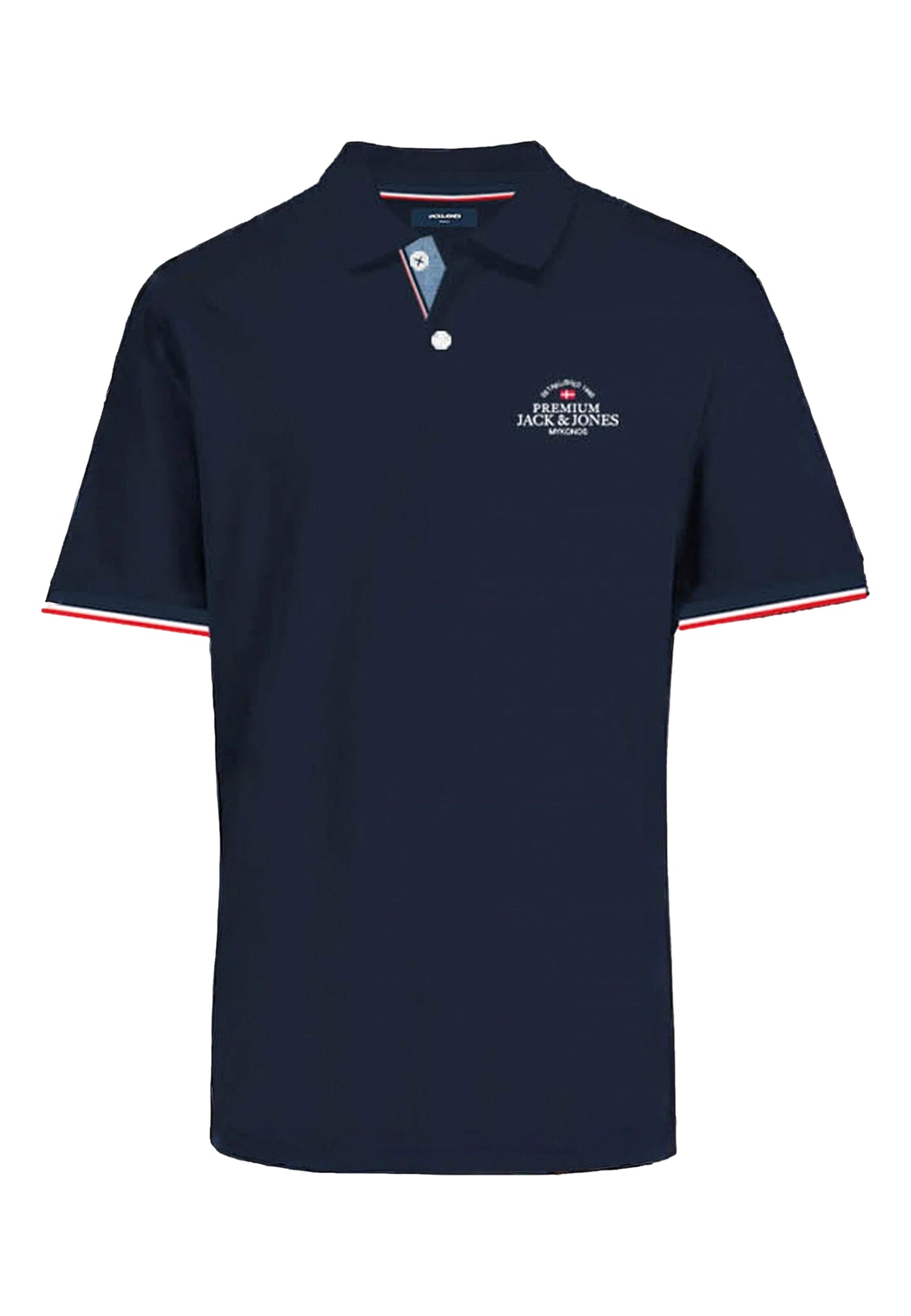 Jack & Jones Piqué-Poloshirt BLUWAVE POLO SS mit Rippbündchen und Logo-Stitching