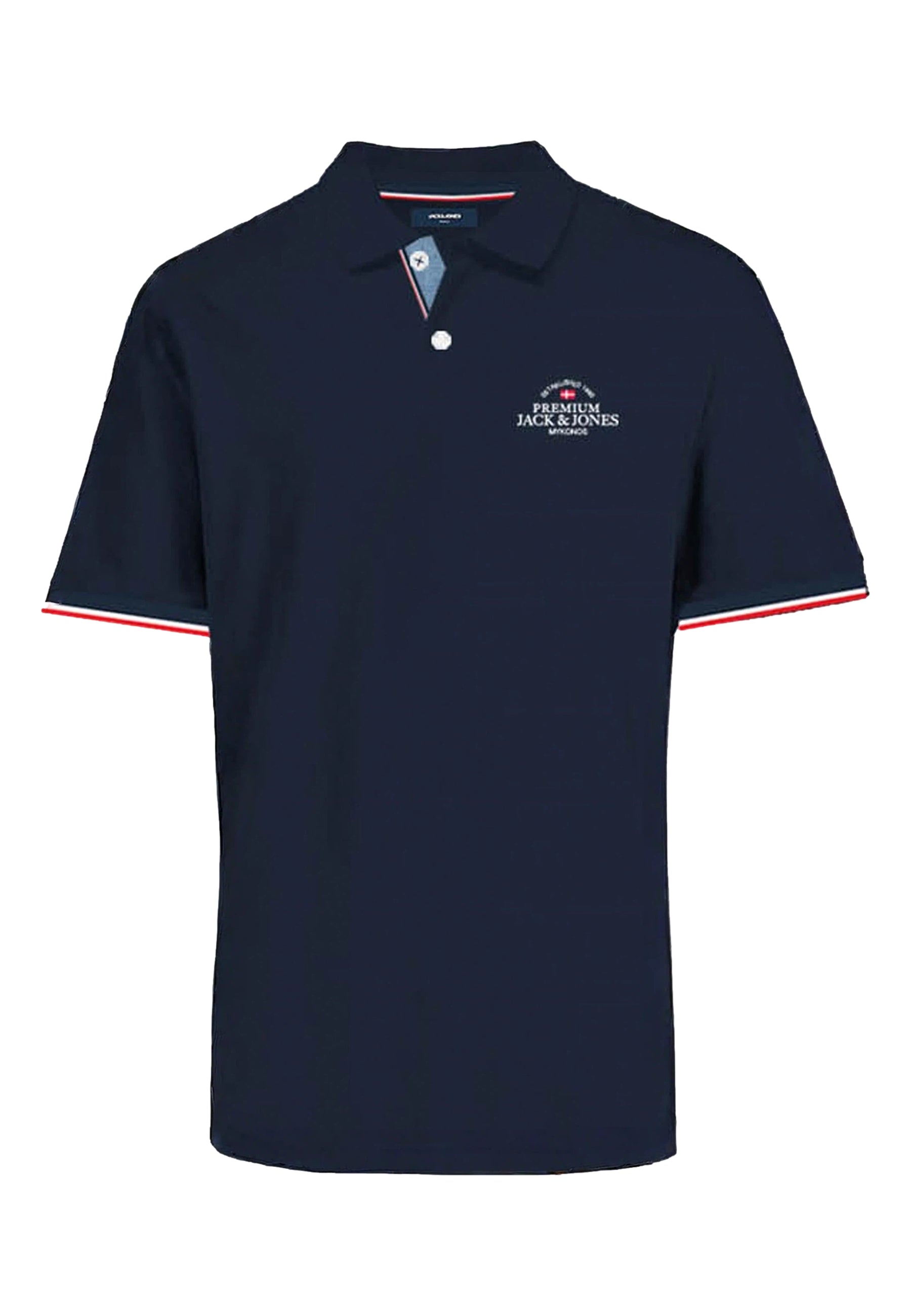 Jack & Jones Piqué-Poloshirt BLUWAVE POLO SS mit Rippbündchen und Logo-Stitching