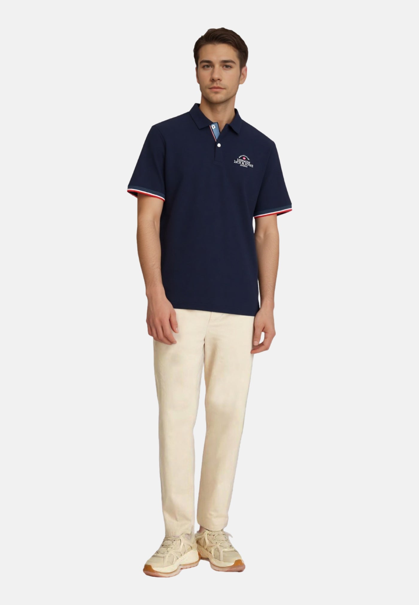 Jack & Jones Piqué-Poloshirt BLUWAVE POLO SS mit Rippbündchen und Logo-Stitching