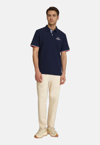 Jack & Jones Piqué-Poloshirt BLUWAVE POLO SS mit Rippbündchen und Logo-Stitching