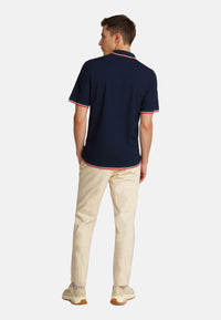 Jack & Jones Piqué-Poloshirt BLUWAVE POLO SS mit Rippbündchen und Logo-Stitching