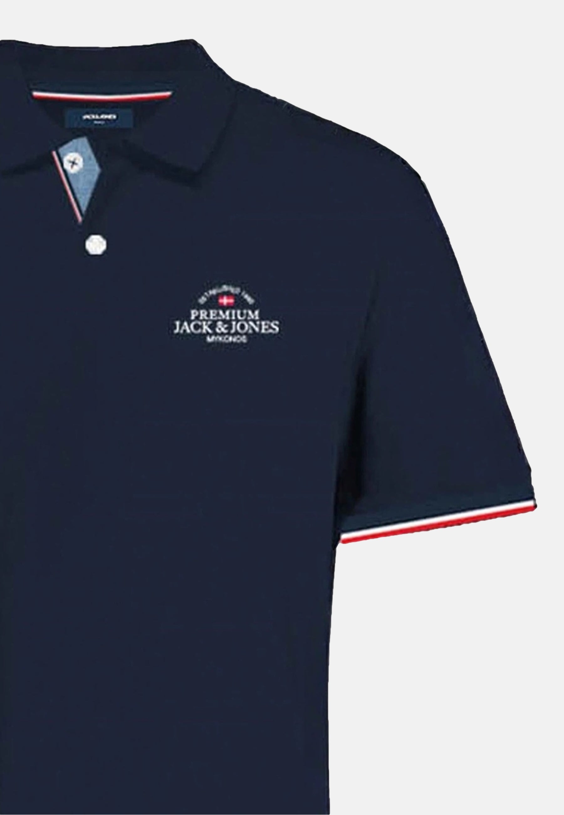 Jack & Jones Piqué-Poloshirt BLUWAVE POLO SS mit Rippbündchen und Logo-Stitching
