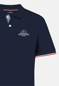 Jack & Jones Piqué-Poloshirt BLUWAVE POLO SS mit Rippbündchen und Logo-Stitching