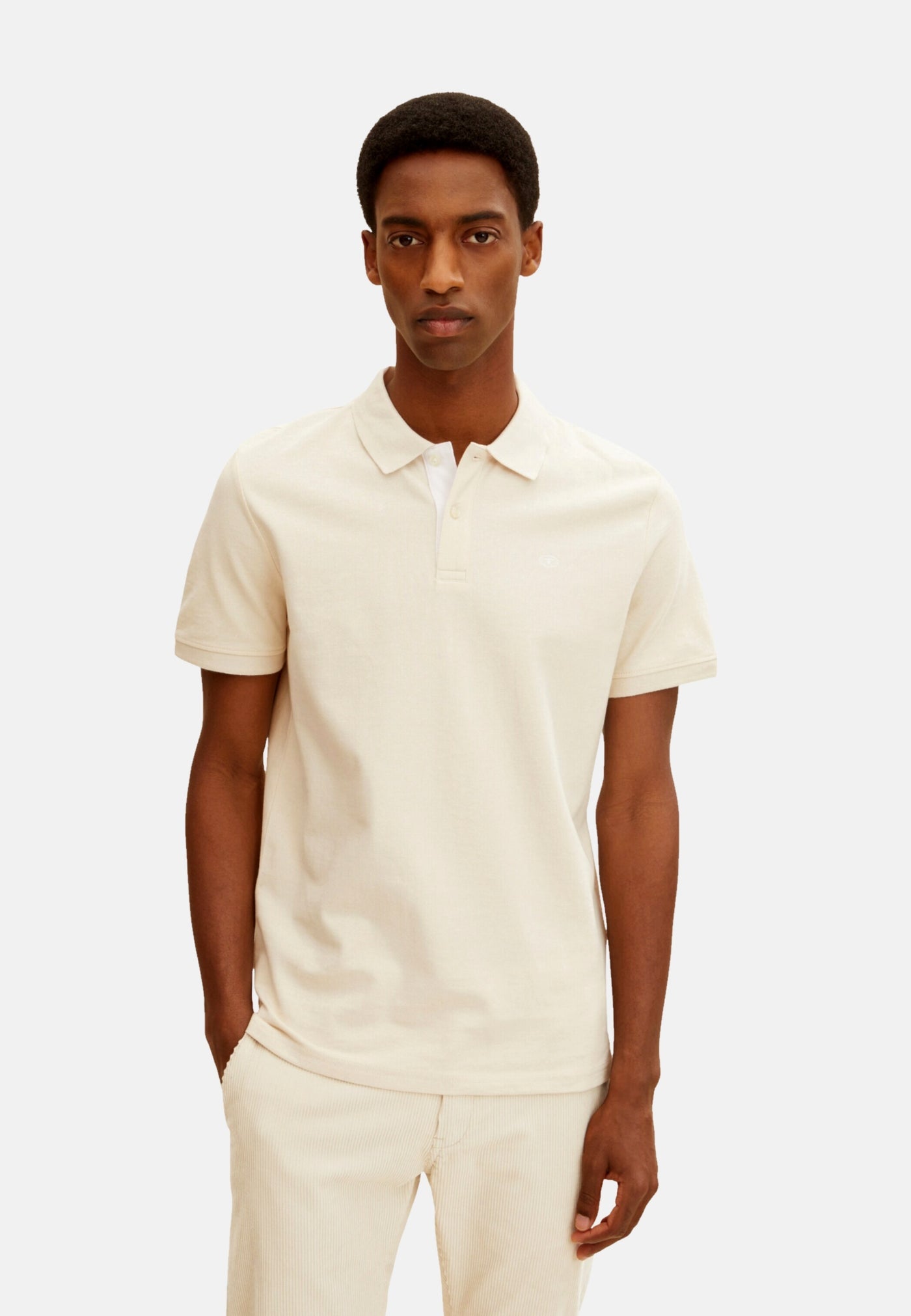 Tom Tailor Basic T-Shirt mit Polokragen und Knopfleiste