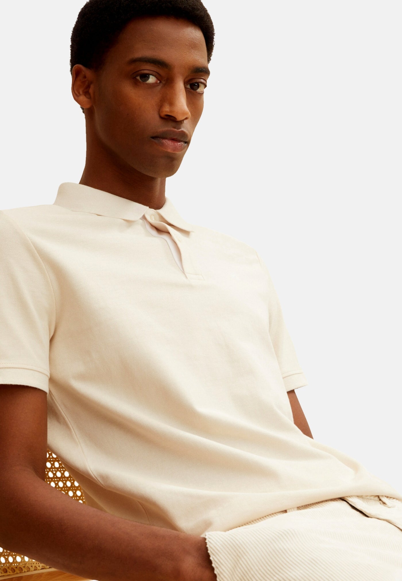 Tom Tailor Basic T-Shirt mit Polokragen und Knopfleiste