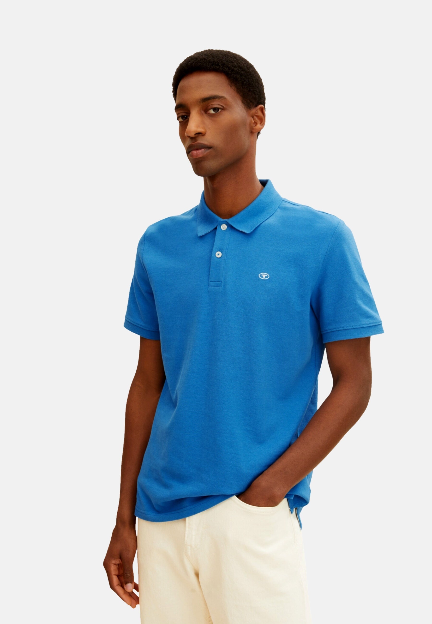 Tom Tailor Basic T-Shirt mit Polokragen und Knopfleiste