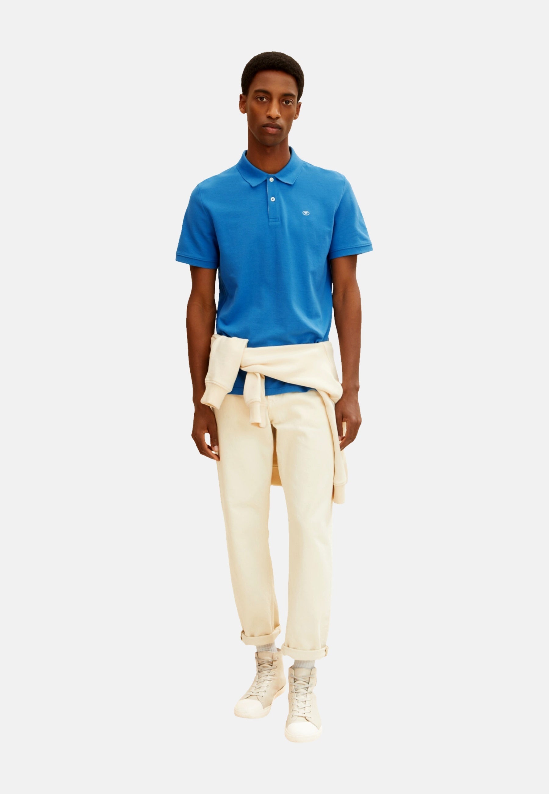 Tom Tailor Basic T-Shirt mit Polokragen und Knopfleiste