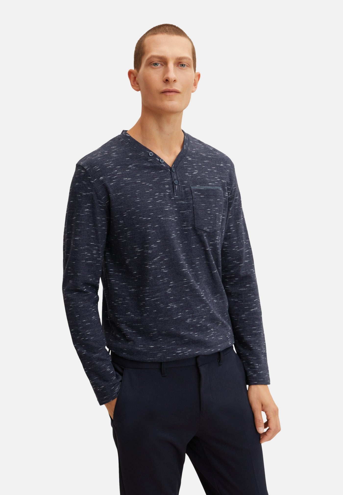 Tom Tailor Langarmshirt mit Henleyausschnitt