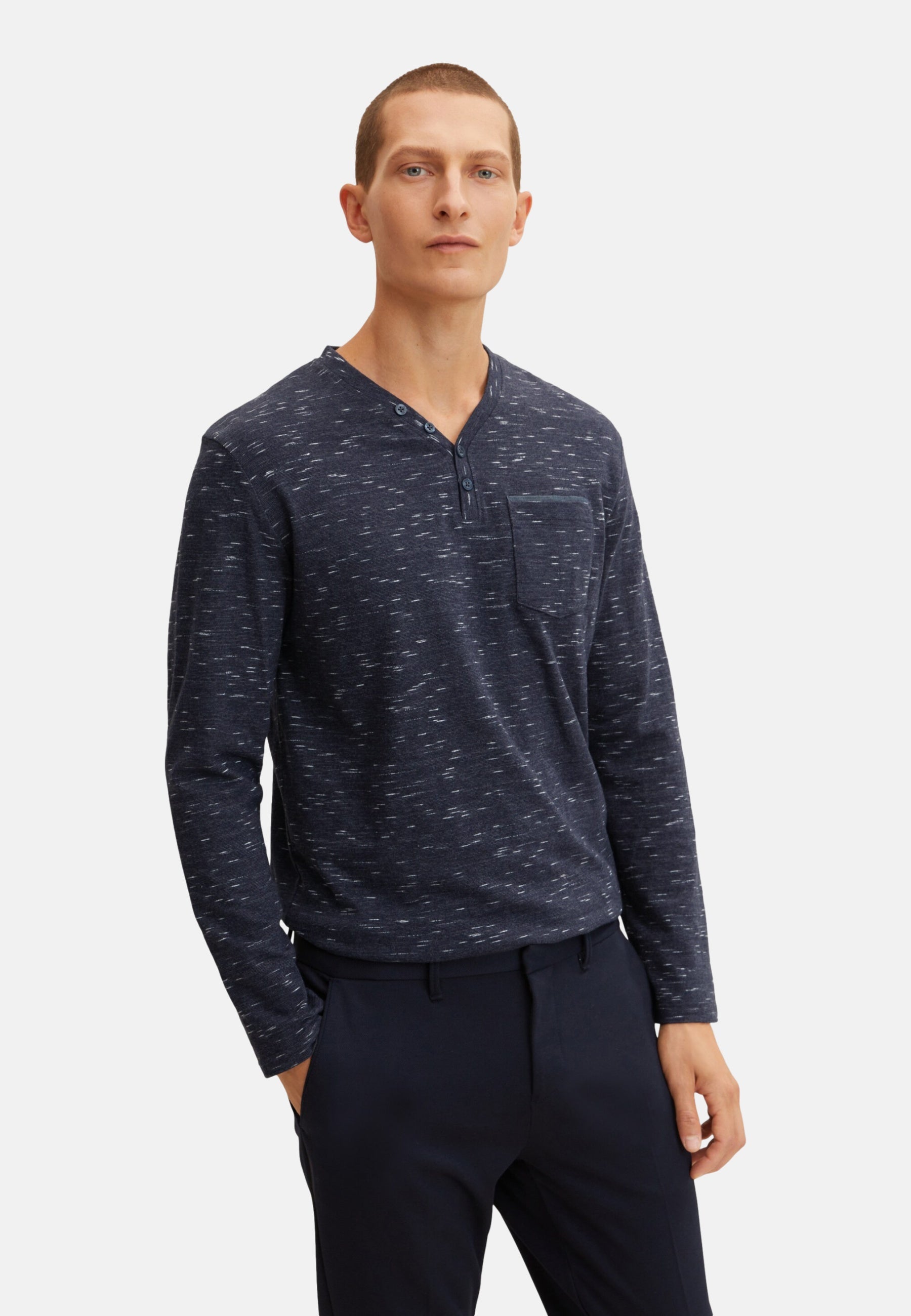 Tom Tailor Langarmshirt mit Henleyausschnitt