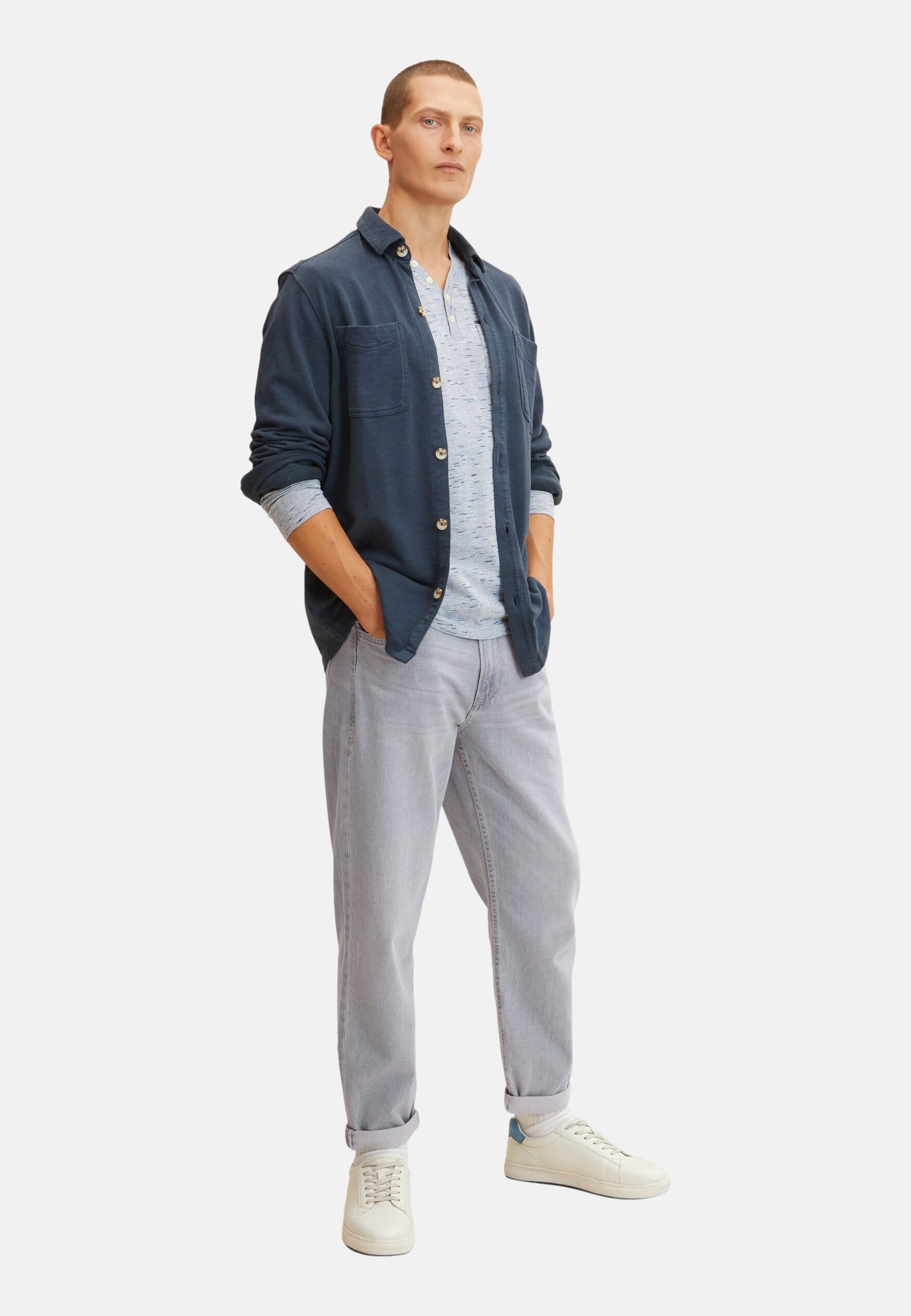 Tom Tailor Langarmshirt mit Henleyausschnitt