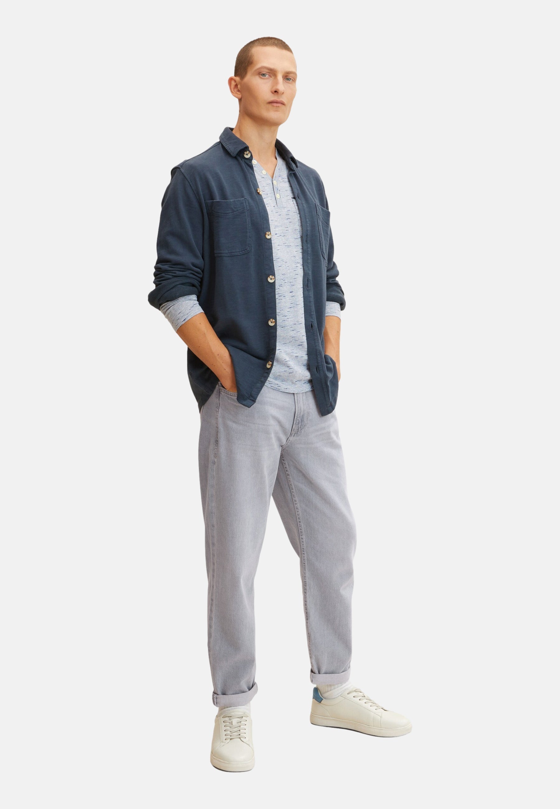 Tom Tailor Langarmshirt mit Henleyausschnitt