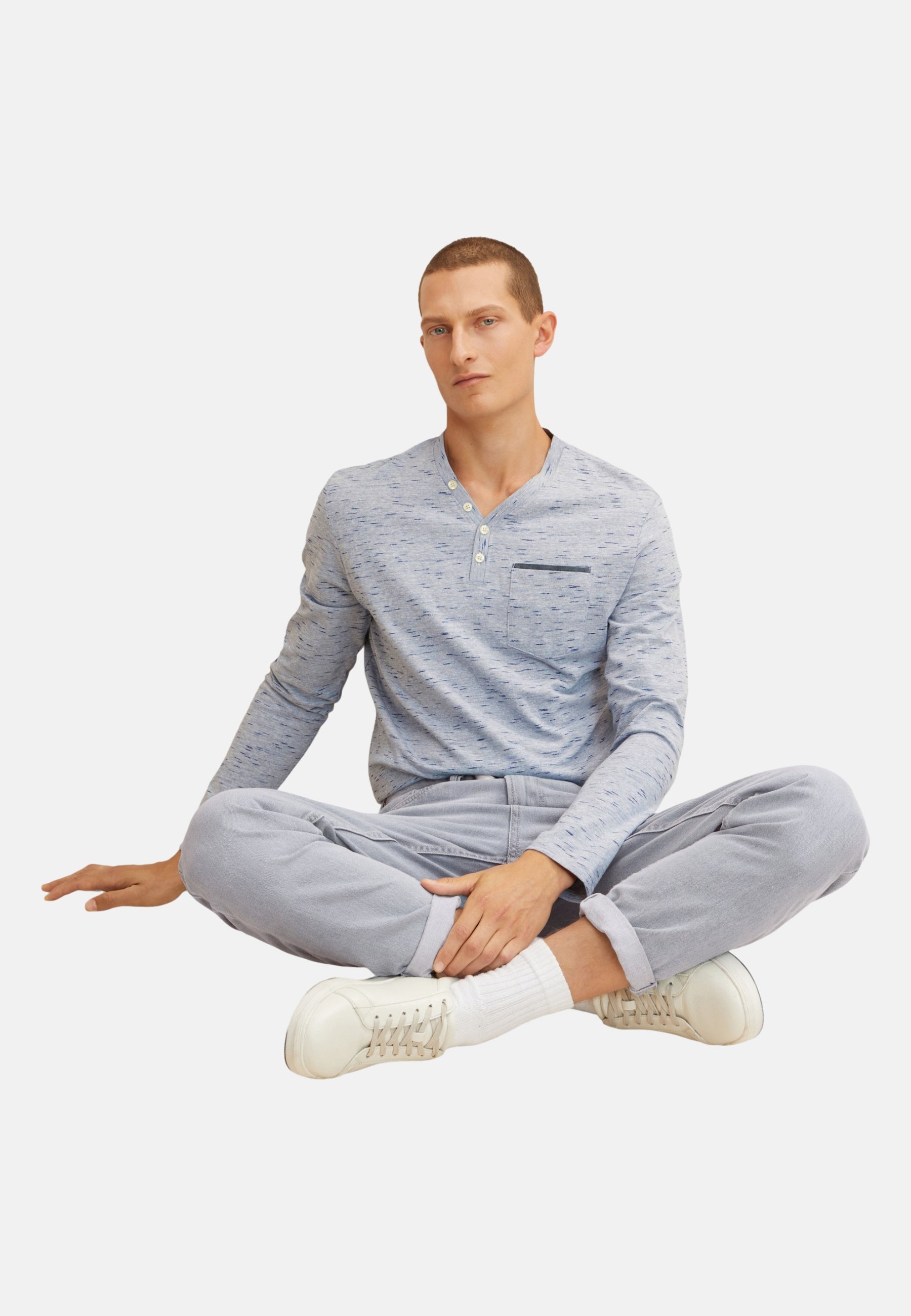 Tom Tailor Langarmshirt mit Henleyausschnitt