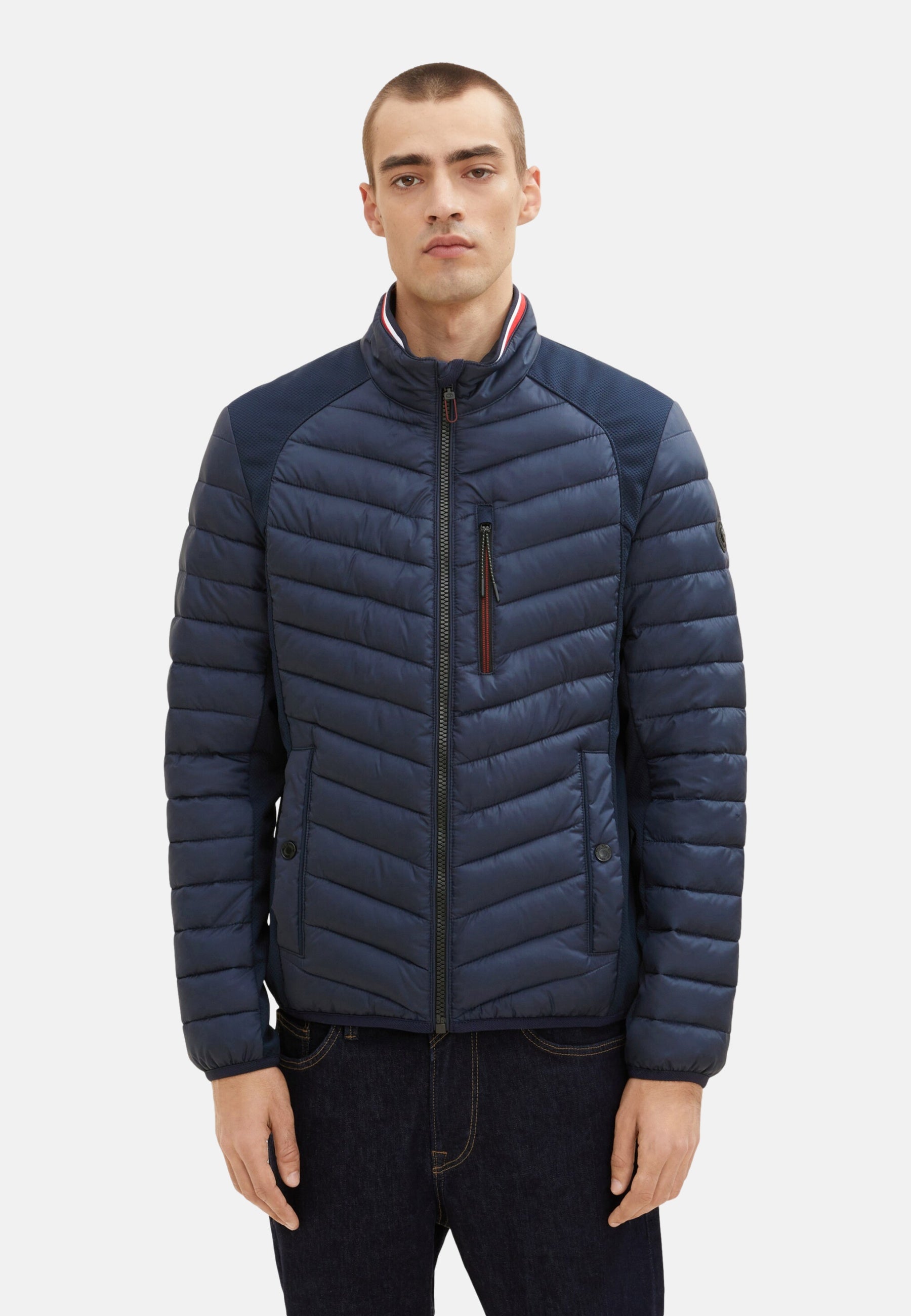 Tom Tailor Hybrid Steppjacke mit Stehkragen und Reißverschluss