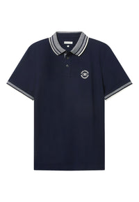 Tom Tailor Basic Polo Kurzarmshirt mit Kontraststreifen und Logo-Print