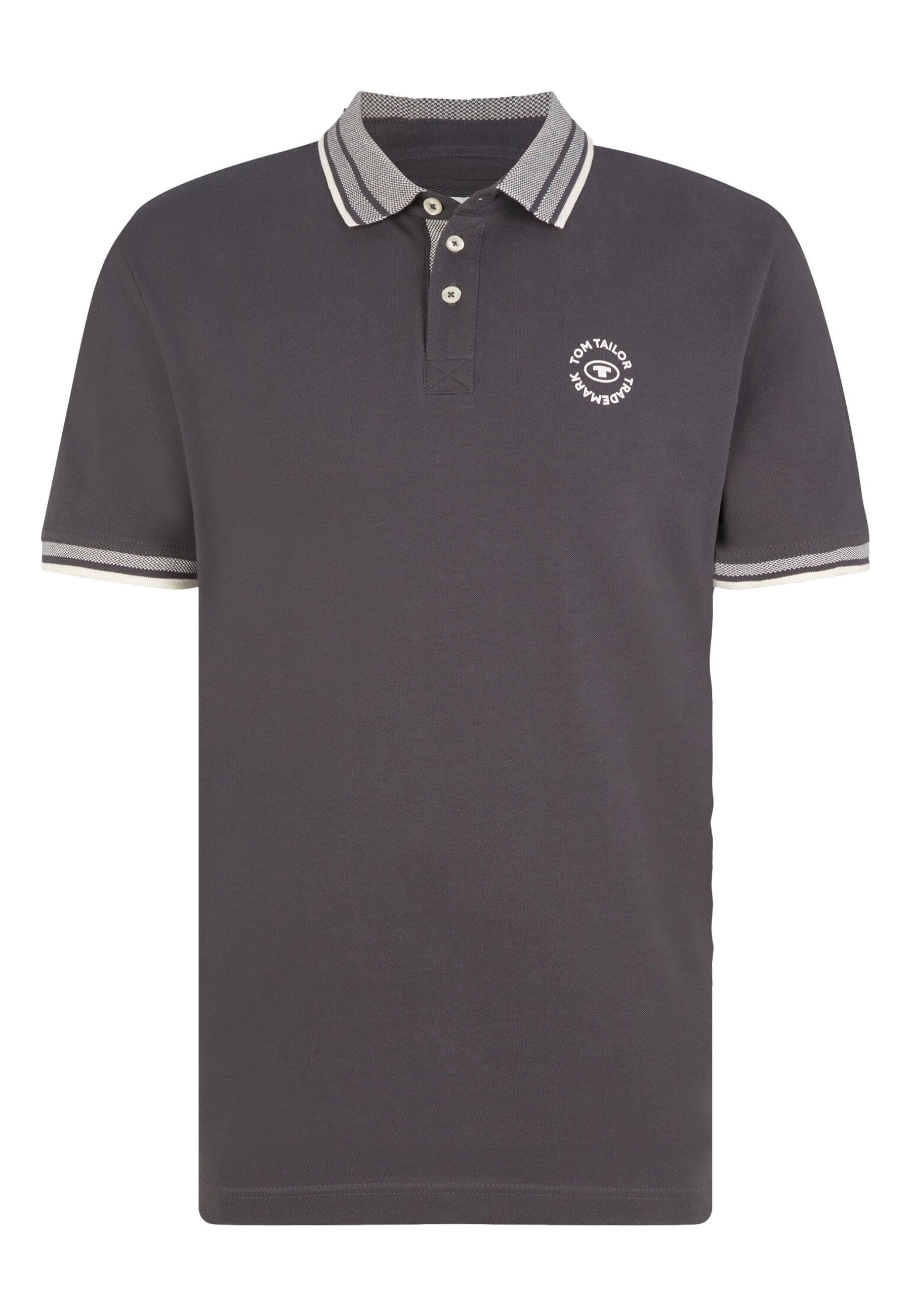 Tom Tailor Basic Polo Kurzarmshirt mit Kontraststreifen und Logo-Print