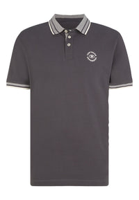Tom Tailor Basic Polo Kurzarmshirt mit Kontraststreifen und Logo-Print