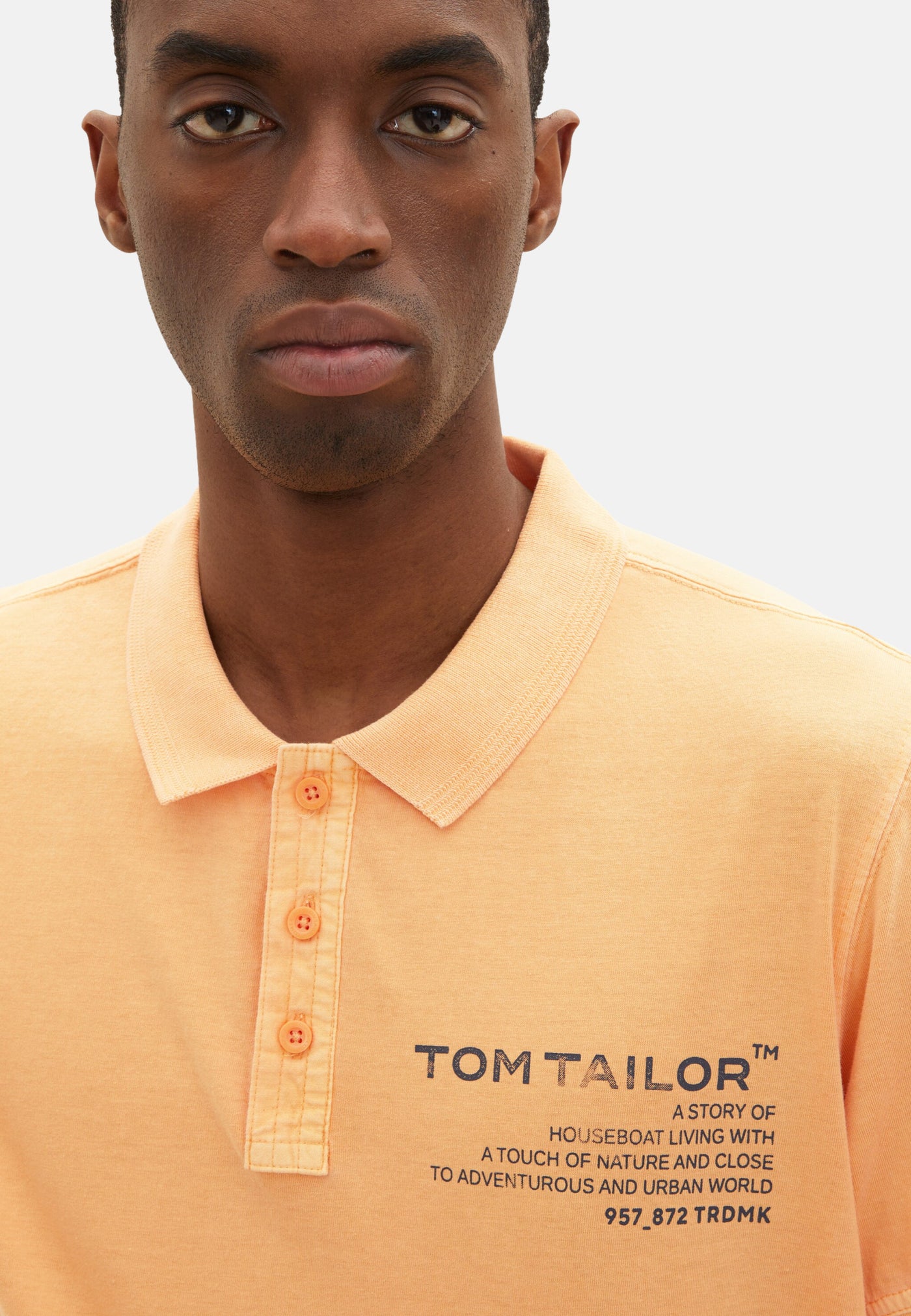 Tom Tailor Kurzarmshirt mit Polokragen und Textprint