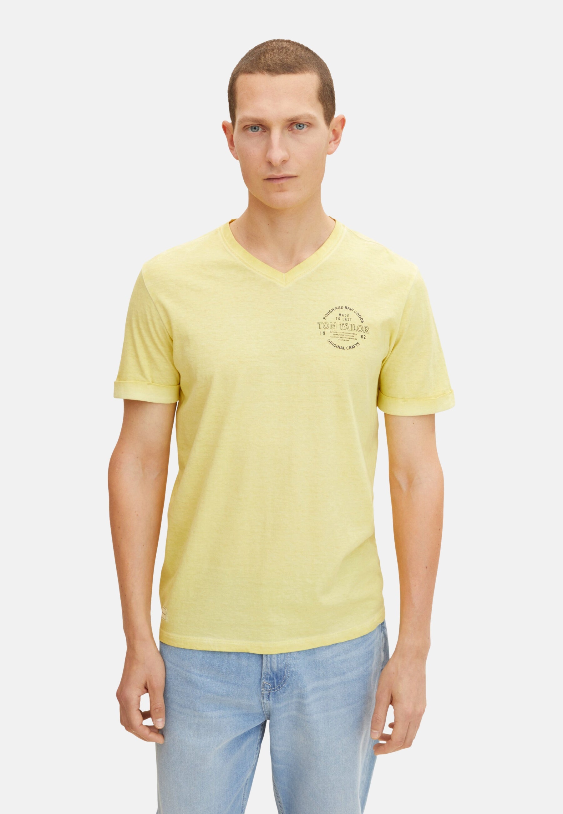 Tom Tailor T-Shirt mit Logo Print und V-Ausschnitt