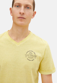 Tom Tailor T-Shirt mit Logo Print und V-Ausschnitt