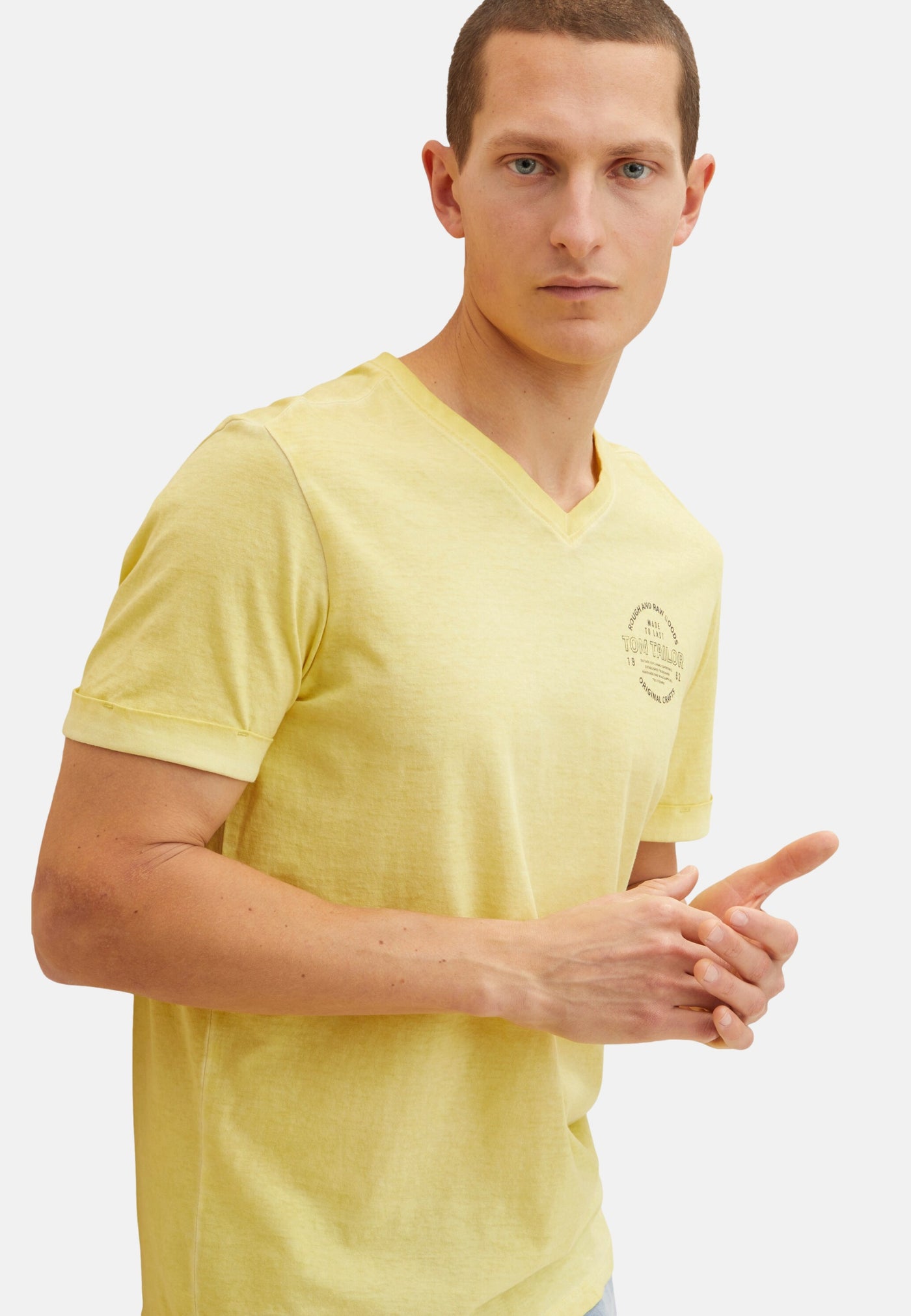 Tom Tailor T-Shirt mit Logo Print und V-Ausschnitt