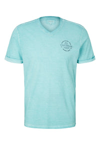 Tom Tailor T-Shirt mit Logo Print und V-Ausschnitt