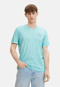Tom Tailor T-Shirt mit Logo Print und V-Ausschnitt