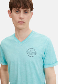 Tom Tailor T-Shirt mit Logo Print und V-Ausschnitt