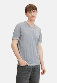 Tom Tailor T-Shirt mit Logo Print und V-Ausschnitt