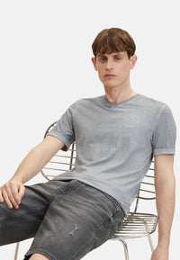 Tom Tailor T-Shirt mit Logo Print und V-Ausschnitt