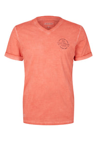 Tom Tailor T-Shirt mit Logo Print und V-Ausschnitt