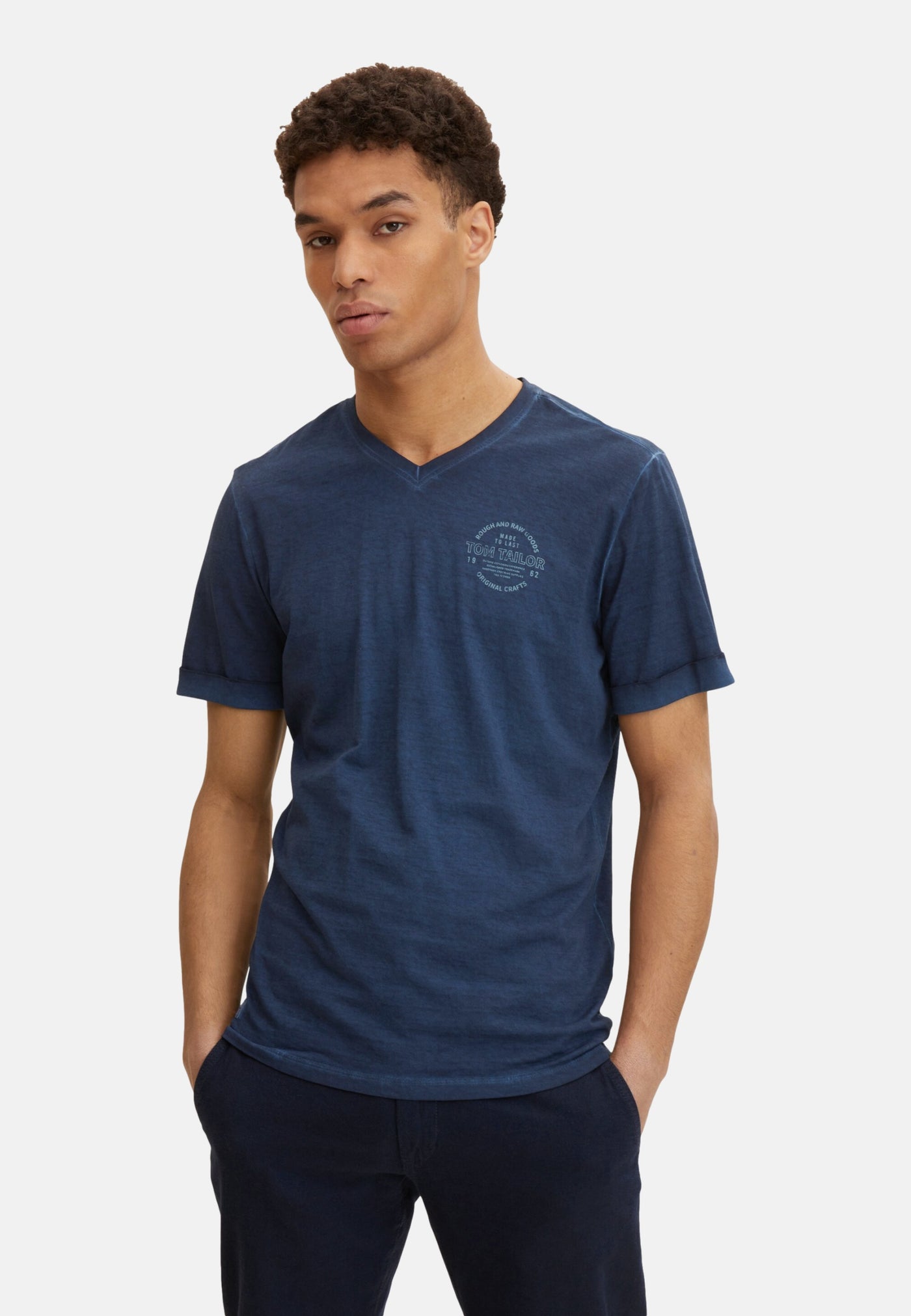 Tom Tailor T-Shirt mit Logo Print und V-Ausschnitt