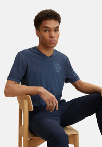 Tom Tailor T-Shirt mit Logo Print und V-Ausschnitt