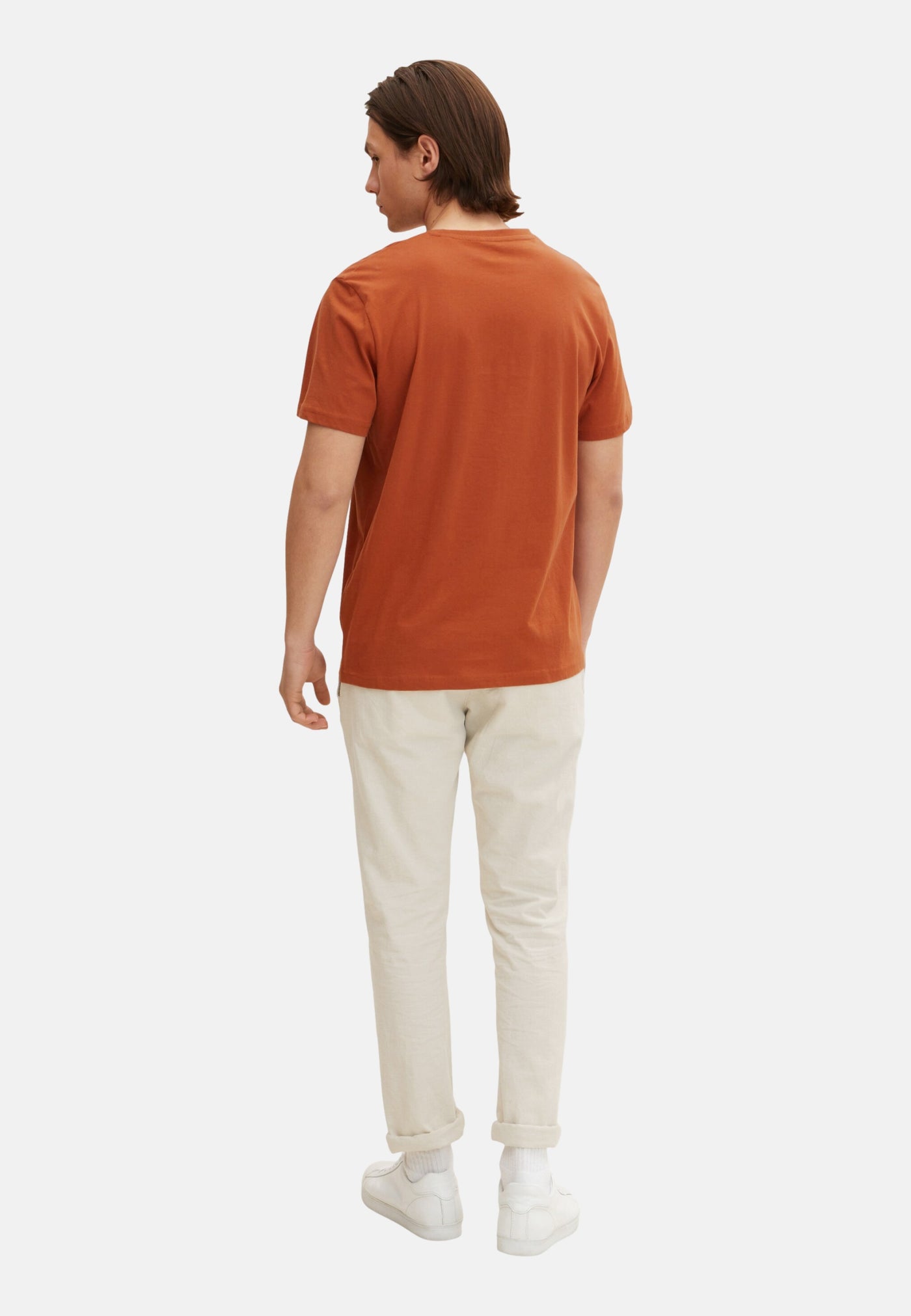Tom Tailor Unifarbenes Kurzarm T-Shirt mit Rundhalsausschnitt und Label-Print