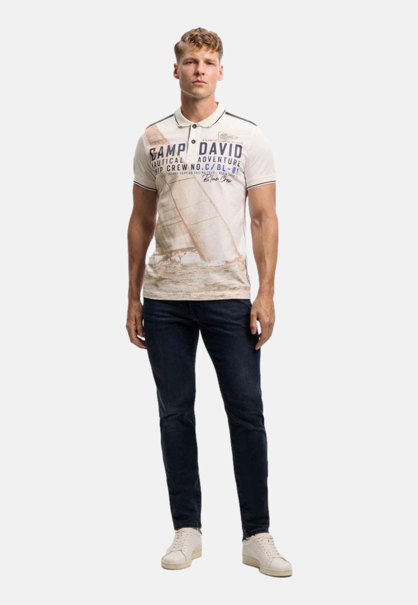 Camp David Cabo Verde Kurzarmshirt mit Polokragen