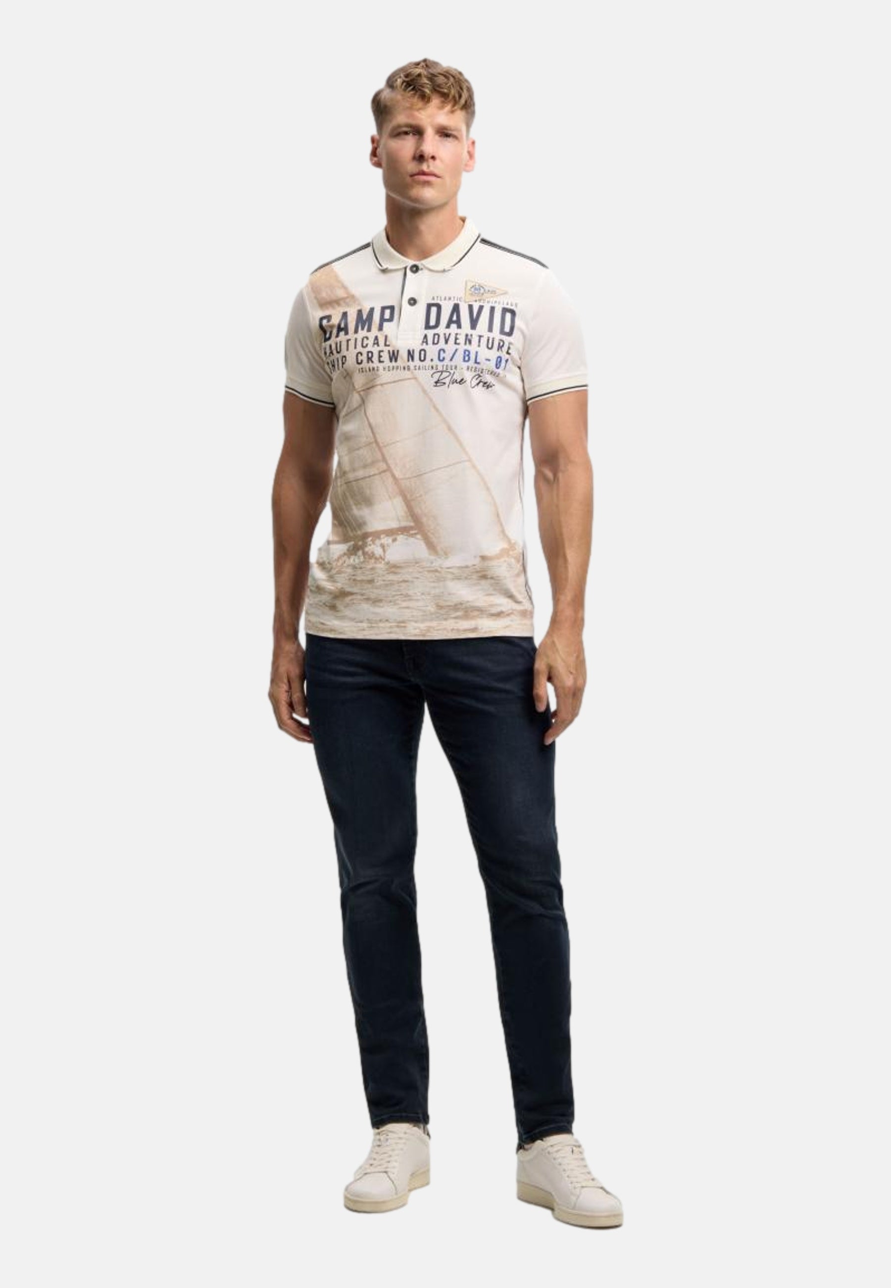 Camp David Cabo Verde Kurzarmshirt mit Polokragen