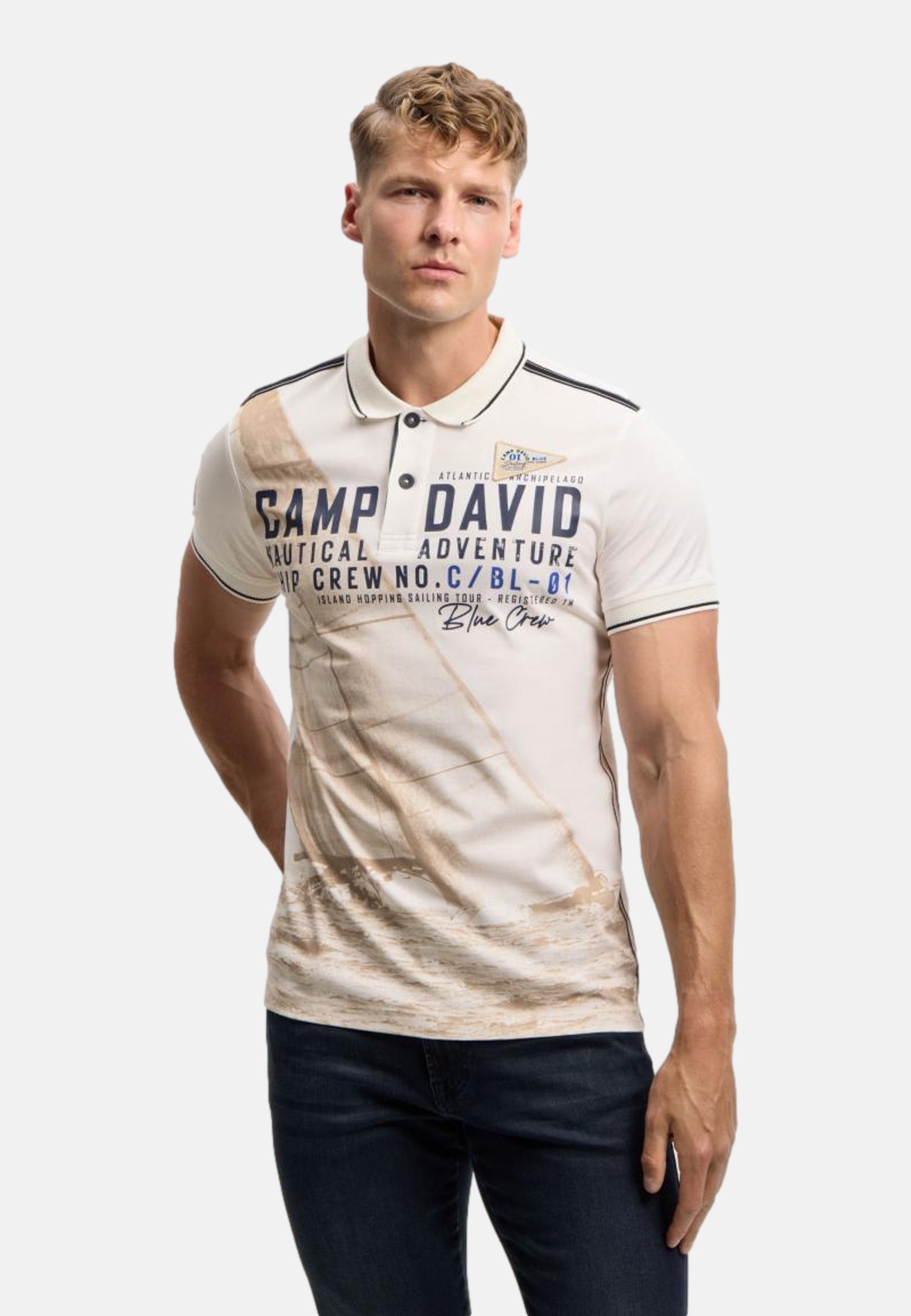 Camp David Cabo Verde Kurzarmshirt mit Polokragen